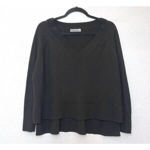 Anthropologie Gabby V-Neck Merino Wool Oversized Sweater Black Womens Size XS